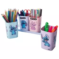 Porta Caneta Lápis Stitch Angel Bandeja Organizador Mesa Pincéis Objetos Materiais Escritório Escola Disney Plasútil