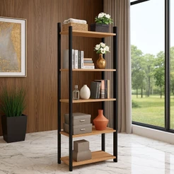 QUEIMA DE ESTOQUE - Estante Livreiro Multiuso Industrial de Estilo Vintage com 5 Prateleiras