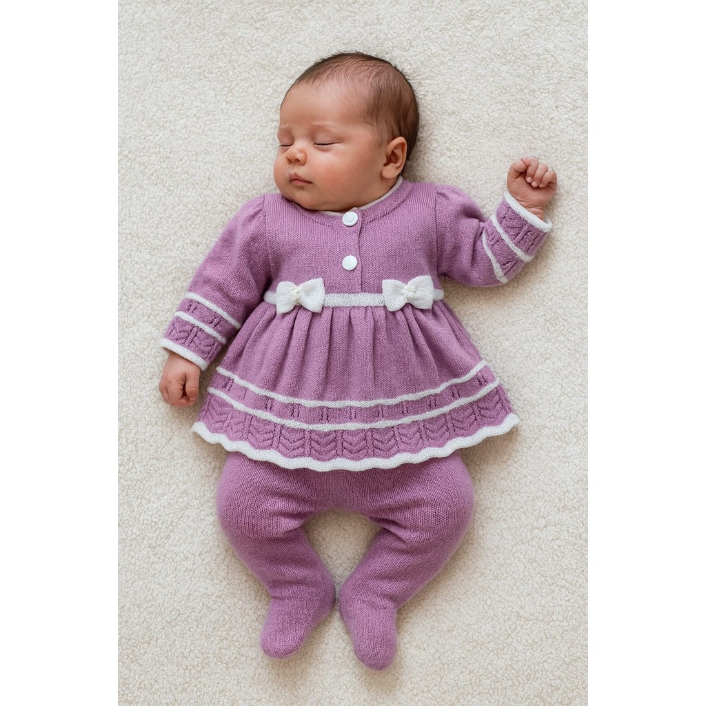 Vestido Calça Laço RN Bebê Menina Récem Nascido Tricô infantil Tricot em Oferta na Shopee