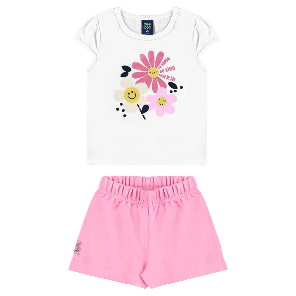 Conjunto Blusa Florezinhas e Short Bee Loop