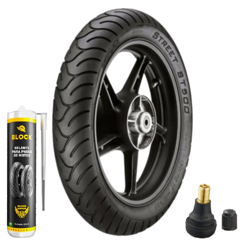 Pneu Scooter 120/70-14 61p Tubeless Traseiro St500 Vipal + Bico Tr412 + Selante