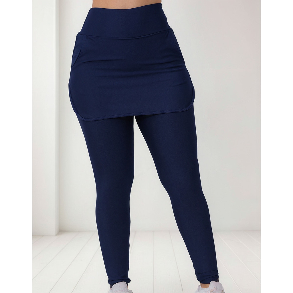 Leg Calça Legging Saia Fitness Feminina Alta Longa Academia
