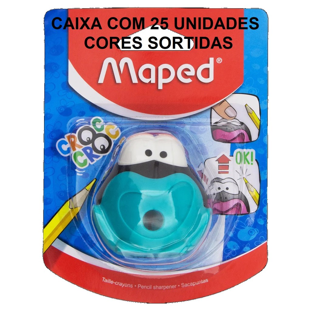 APONTADOR PLÁSTICO MAPED CROC CROC COM DEPÓSITO - CX C/25