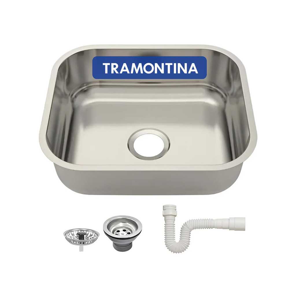 Cuba Aço Inox Retangular Tramontina 40x34 Com Válvula Sifão Completa Cozinha Embutir Original em Oferta na Shopee