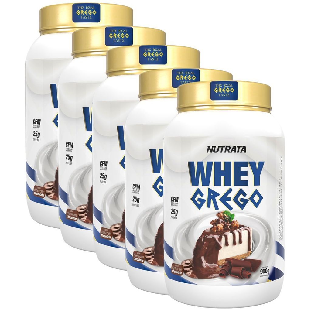 Kit 5X Whey Grego - 900g Cheesecake de Chocolate - Nutrata