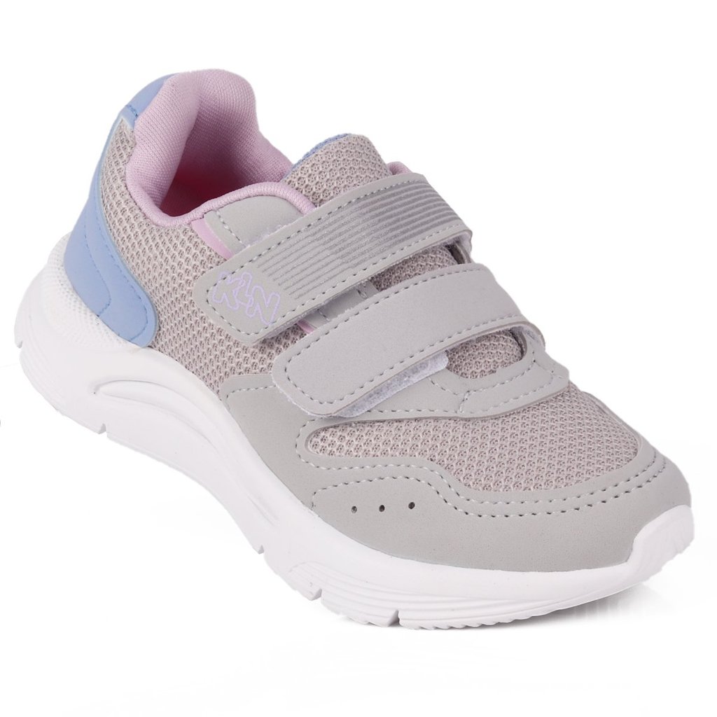 Tênis Infantil Feminino Klin Esportivo Amortecimento Leve e Respirável Duplo Velcro - Cinza em Oferta na Shopee