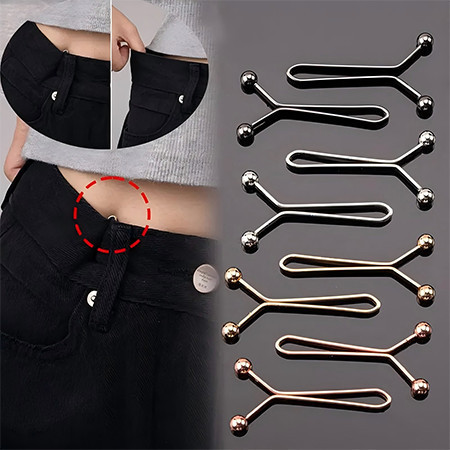 5/10/15 Clips Ajuste Cintura Universal Calças/Jeans - Dourado, Prateado, Gun Black