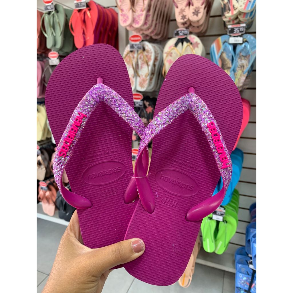 CHINELO HAVAIANAS FEMININO TOP GLITTER NEON 2025 em Oferta na Shopee