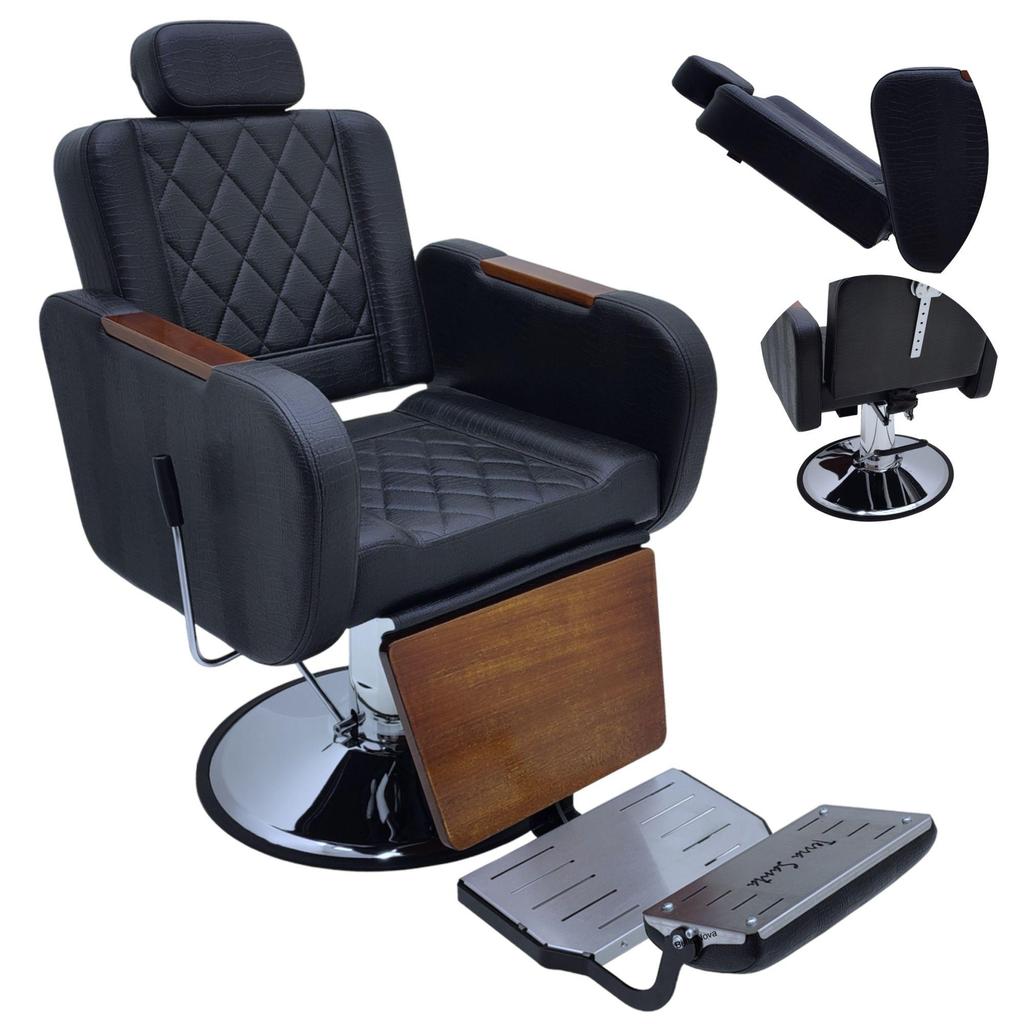 Cadeira Barbeiro Hidráulica Reclinável Salão Caravaggio
