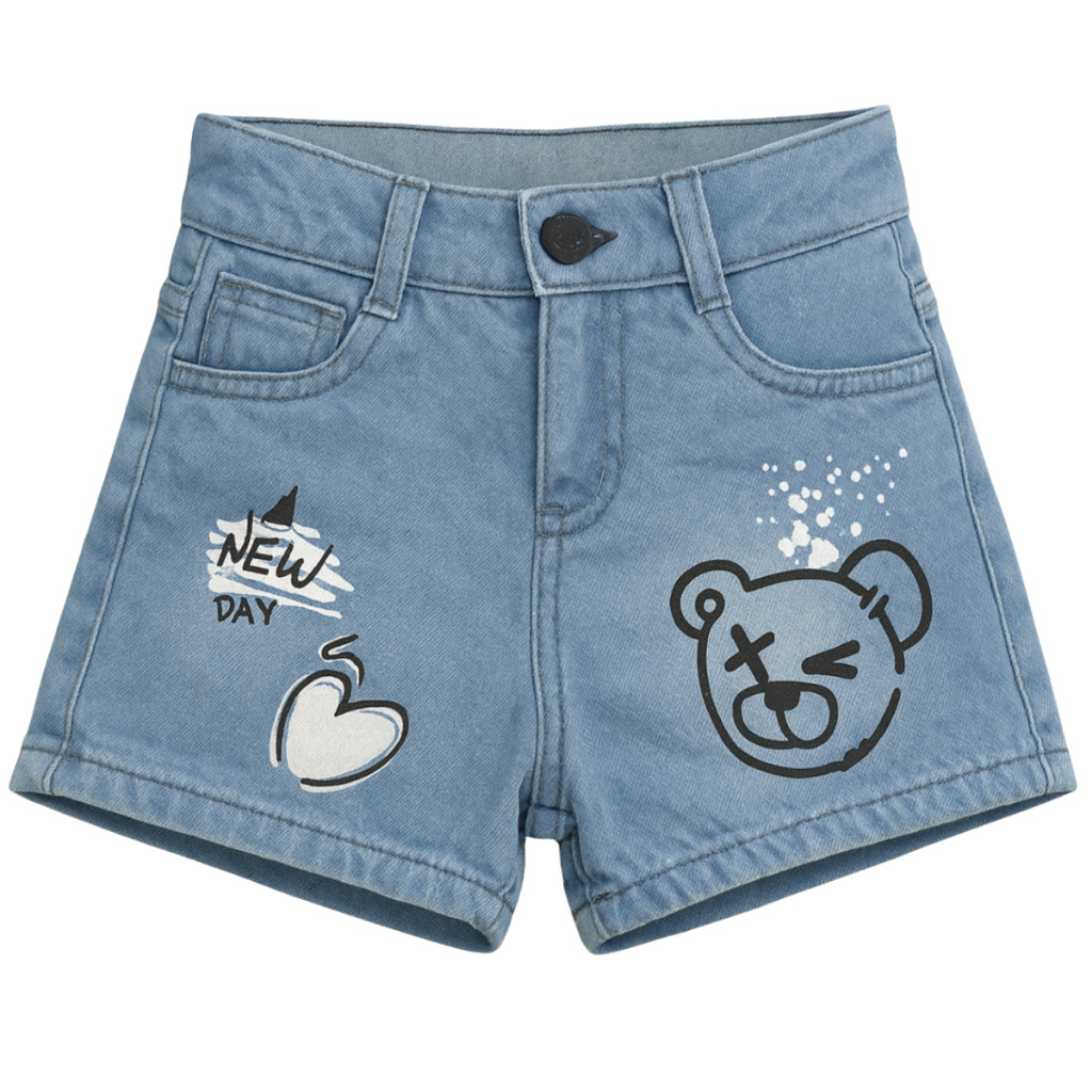 Short Jeans Estampado Infantil Menina e Juvenil Moda Verão