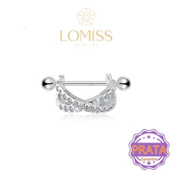 Piercing Meia Argola Prata 925 Com Zircônias Cravejado Mamilo Orelha Helix Tragus Cartilagem Corporal Minibarbell