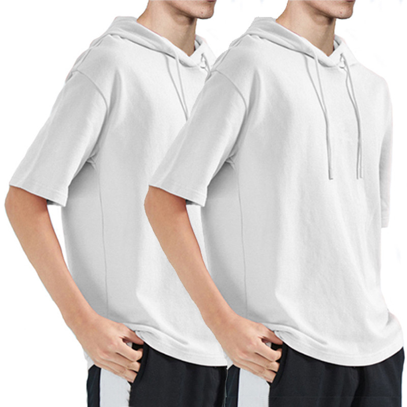 Novo Verão Masculino Com Capuz Camiseta Masculina Cor Sólida Topo Manga Curta Casual Moda Roupas Masculinas Hoodies Chap