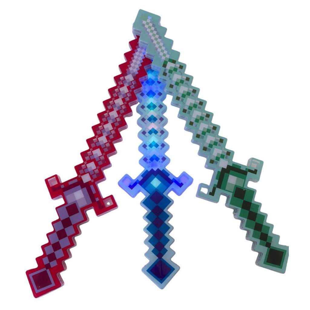 Nova Espada De Brinquedo Picareta Infantil pixel acrílico resistente com led diversas cores lindas em Oferta na Shopee