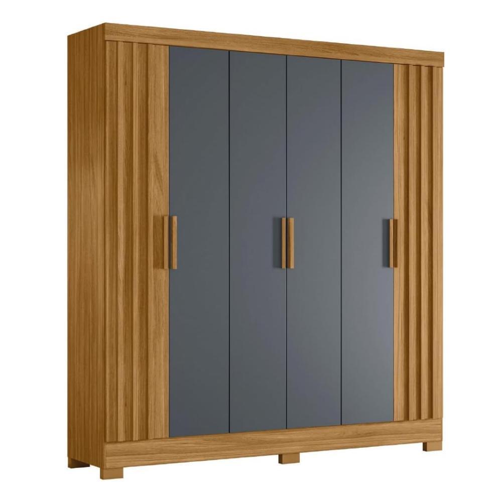 Guarda Roupas Casal Ripado 6 Portas 2 Gavetas Freijó/Cinza Valença Moval em Oferta na Shopee