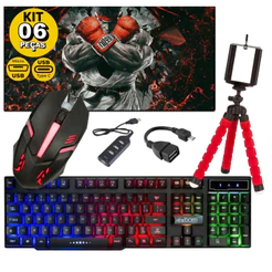 Kit Mobilador Gamer Para Celular Com Teclado Mouse Tripé , hub e Adaptador C ou V8 Free Fire