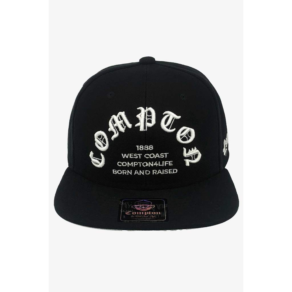 Boné Compton Aba Reta Snapback Born And Raised Preto