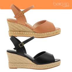Sandália Feminina Beira Rio Anabela Conforto Salto Corda Espadrille