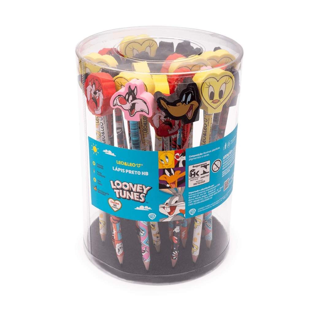 Lápis Hb com Borracha na Ponta Looney Tunes Pote c/30 Und Leo&Leo Leonora - 71627 em Oferta na Shopee