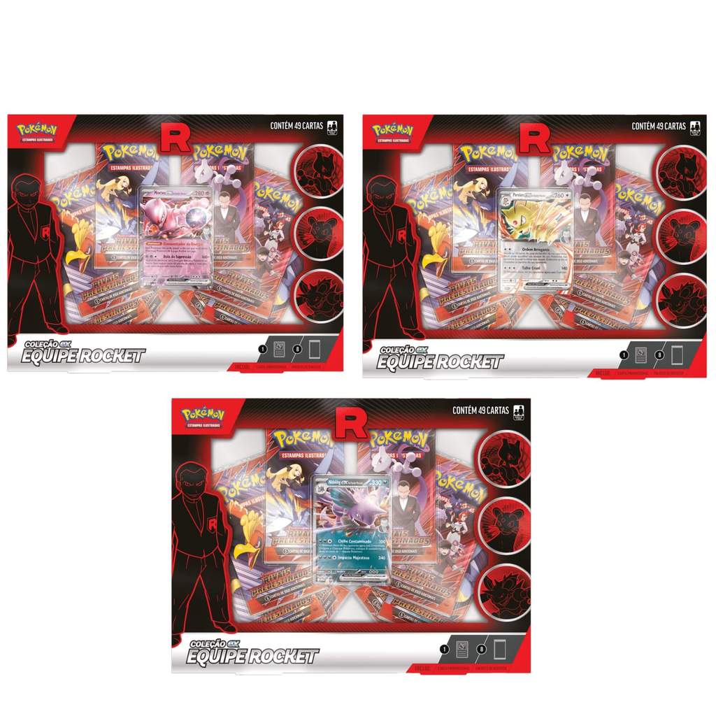 Box Pokémon Coleção EX Equipe Rocket Nidoking, Persian e Mewtwo Copag - 35880 em Oferta na Shopee