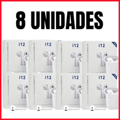 Kit 8 Fone de Ouvido Sem Fio i12 Tws Bluetooth 5.0 Com Touch