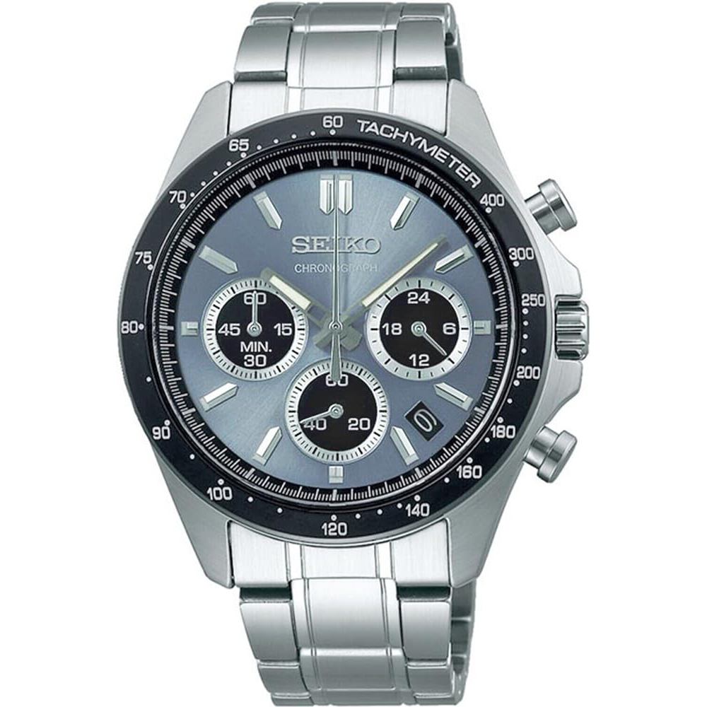 Relógio masculino Seiko SBTR027, cronógrafo de quartzo de 1/5 de segundo, azul-cinza metálico [produto oficial japonês]