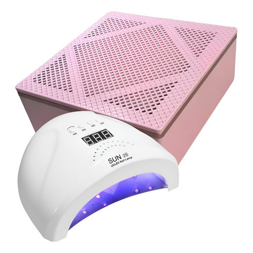 Coletor Sugador Grelha Rosa Aspirador De Pó para unhas de Gel + Estufa Cabine Sun 1s Led Uv 48w Profissional Nail lixa