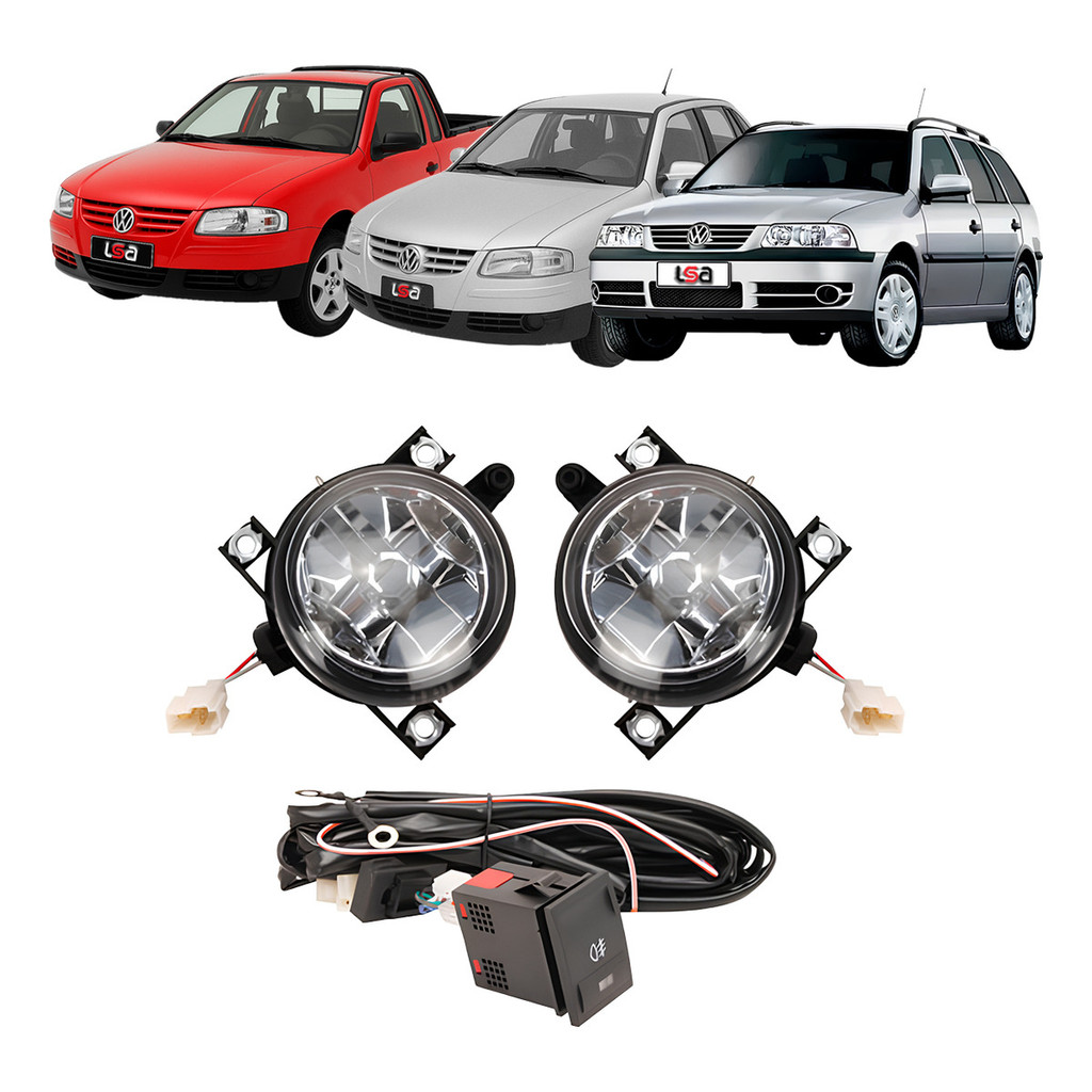 Farol Auxiliar VW Gol Saveiro Parati 06 07 08 09 H3 Lente Vidro Lisa Botão Painel