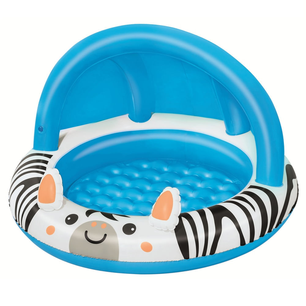 Piscina Inflável Infantil Zebra com Cobertura e Proteção UV 26 Litros Bel em Oferta na Shopee
