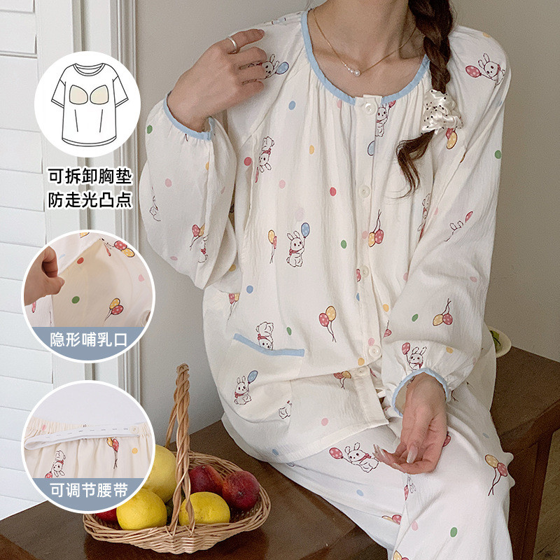 Xiyue atacado classe A roupas de confinamento verão nuvem algodão estilo fino com almofada no peito mulheres grávidas pó