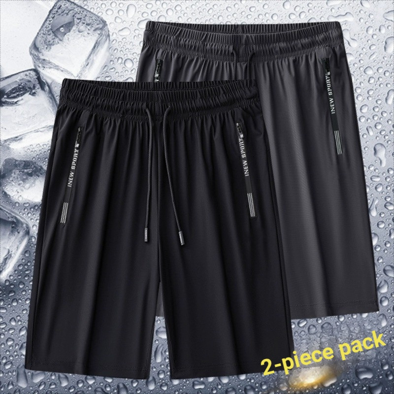 KIT 1- 3 BERMUDA Shorts de seda gelo masculino verão tamanho grande solto calças esportivas de secagem rápida prai