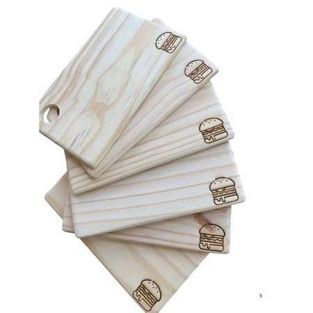 10 Tábuas de Madeira Personalizada para Sanduíches, Churrasco e Corte - 100% Pinus