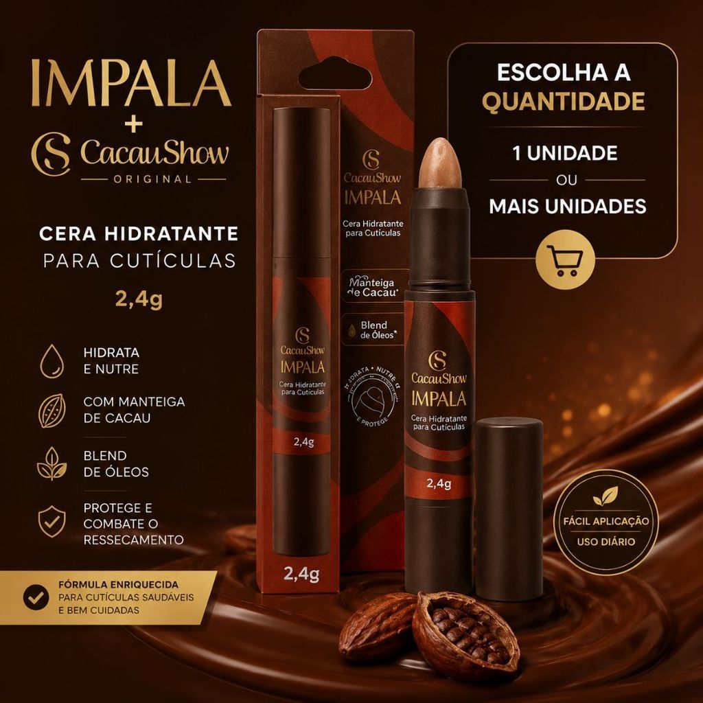 Impala + Cacau Show Original | Cera Hidratante para Cutículas 2,4g | Escolha a Quantidade