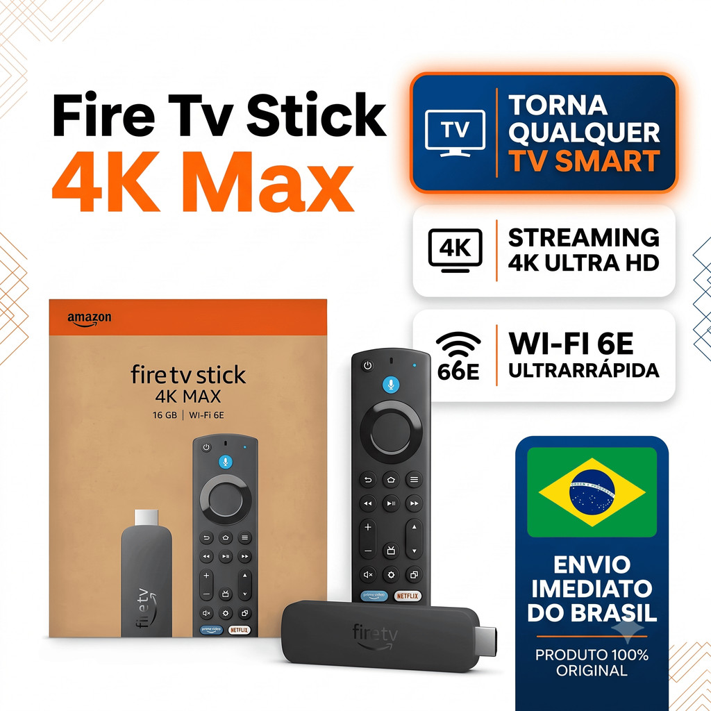 Amazon Fire TV Stick 4K Max 16GB Wifi 6E - Com Alexa Comando de Voz integrado