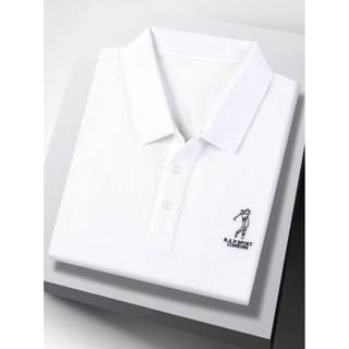 High-End verão novo estilo branco puro algodão de manga curta camiseta masculina lapela respirável moda Casual topo cami