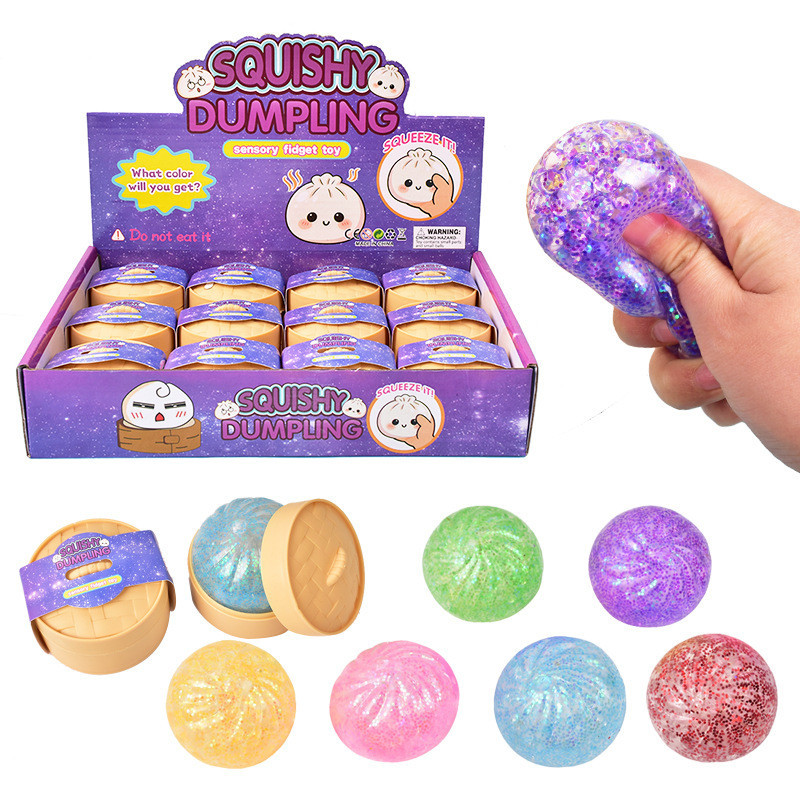 Brinquedo Mole De Bolinho De Brilho De Cor Aleatória De 1 Unidade-Pão Bao Brilhante , Alívio De Estresse De Aperto Macio
