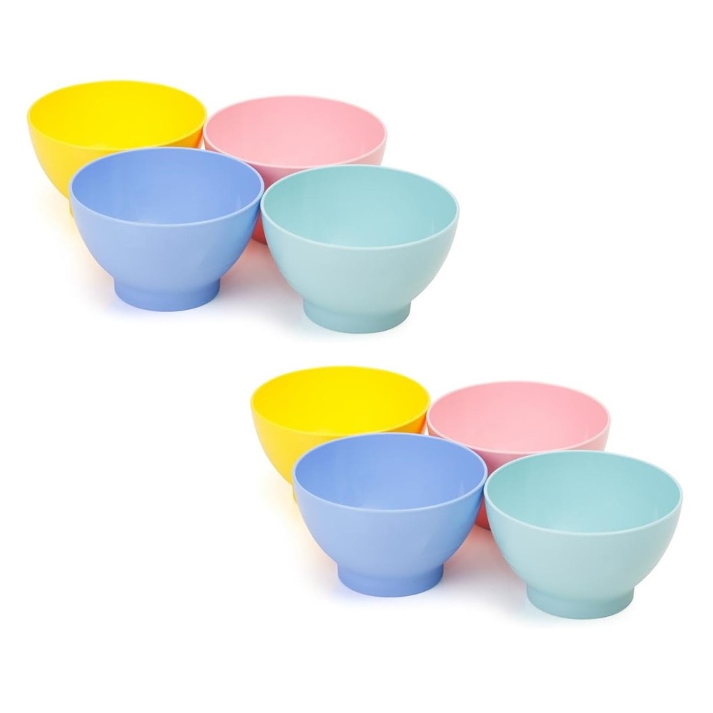 Jogo 8 Tigelas Bowl 300ml Cumbuca Sobremesa Sorvete Sopa Plástico Sem Bpa Açaí Kit Micro-ondas Lava-louças Caldos