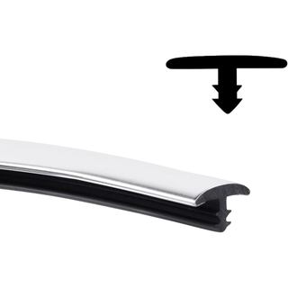 Perfil de acabamento cromado em T de 22 pés (6,1 m) com espessura de 1/2" (12 mm) em polietileno flexível, perfil em T c