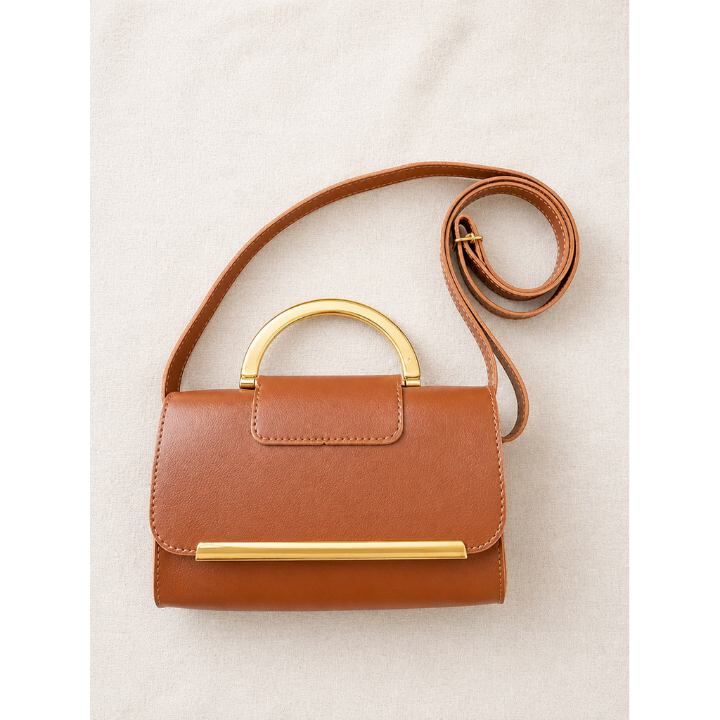 Bolsa Feminina Alça Transversal e de Mao Minimalista Metal Casual — imagem 2 de 2