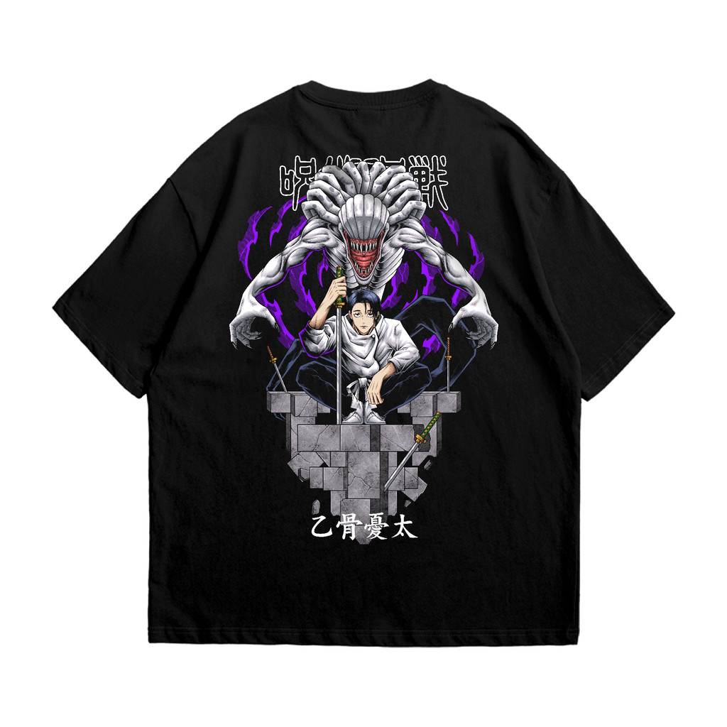 Camiseta Masculina Feminina Oversized Estampa Yuta Okkotsu e Rika Jujutsu Kaisen Camiseta Streetwear Preta Estampa