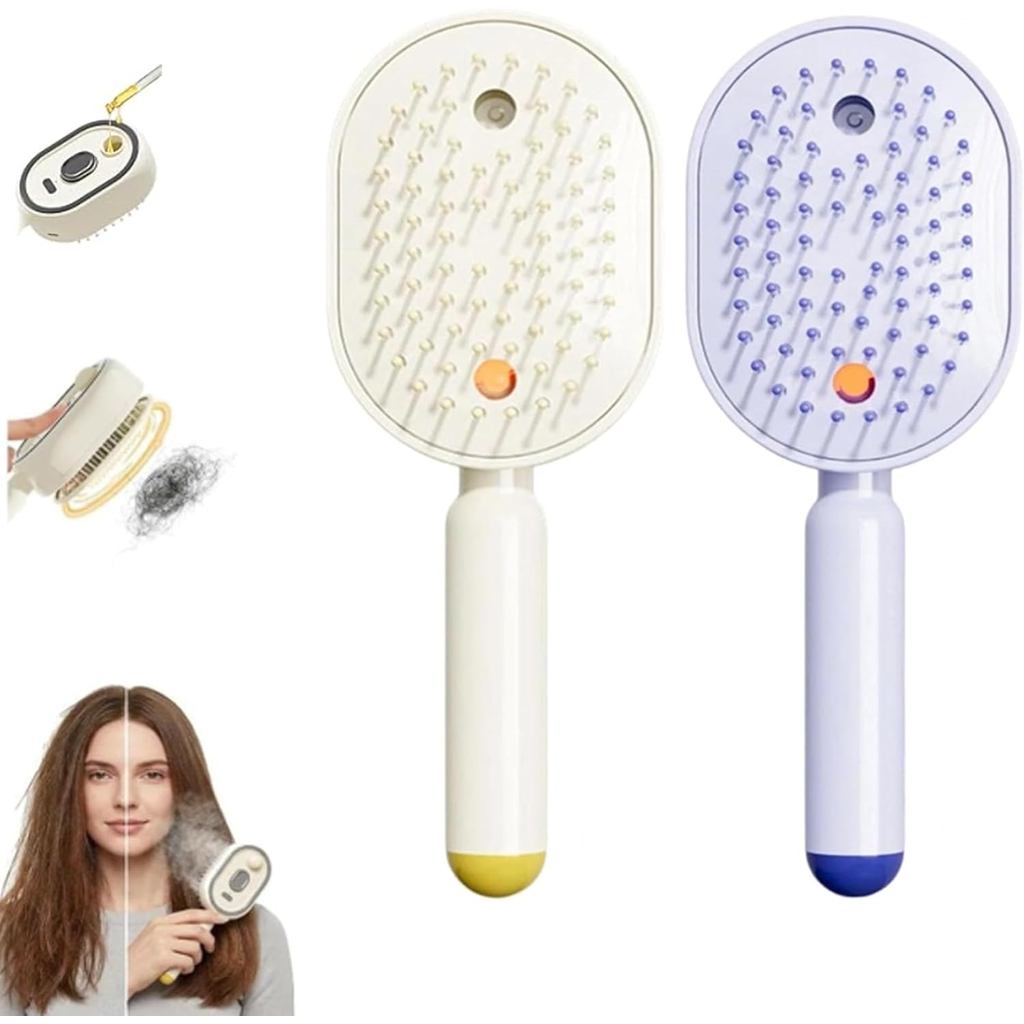 Escova a vapor elétrica, alisador de cabelo a vapor recarregável com função de pulverização, pente desembaraçador anties