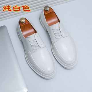 Sapatos de couro branco puro masculino sola macia britânico sola grossa aumentada escritório britânico verão terno negóc
