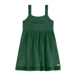 Vestido Infantil Menina Canelado Bordado Colorittá Verde
