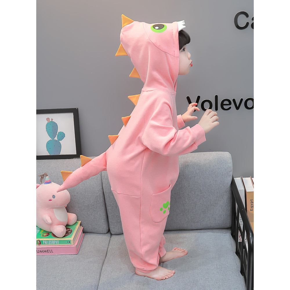 Crianças pequeno dinossauro saco de dormir meninas primavera outono manga comprida roupas para casa macacão dos desenhos