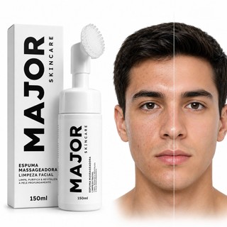 Espuma Limpeza Profunda Facial Com Escova Massageadora - Major