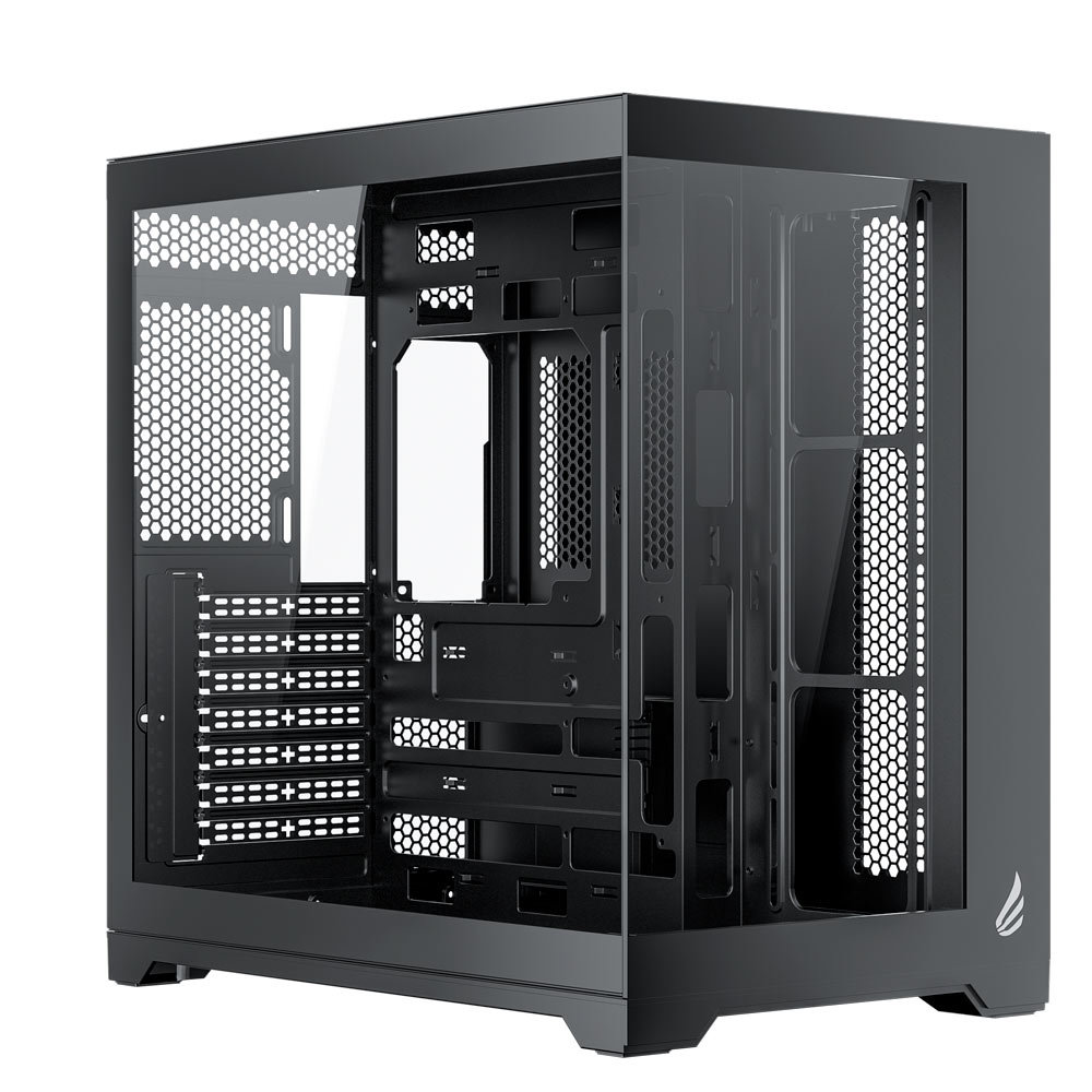 Gabinete Gamer Vingar Misterium Mid Tower S/Fan, Vidro Temperado, USB-C, Suporte ATX, Preto