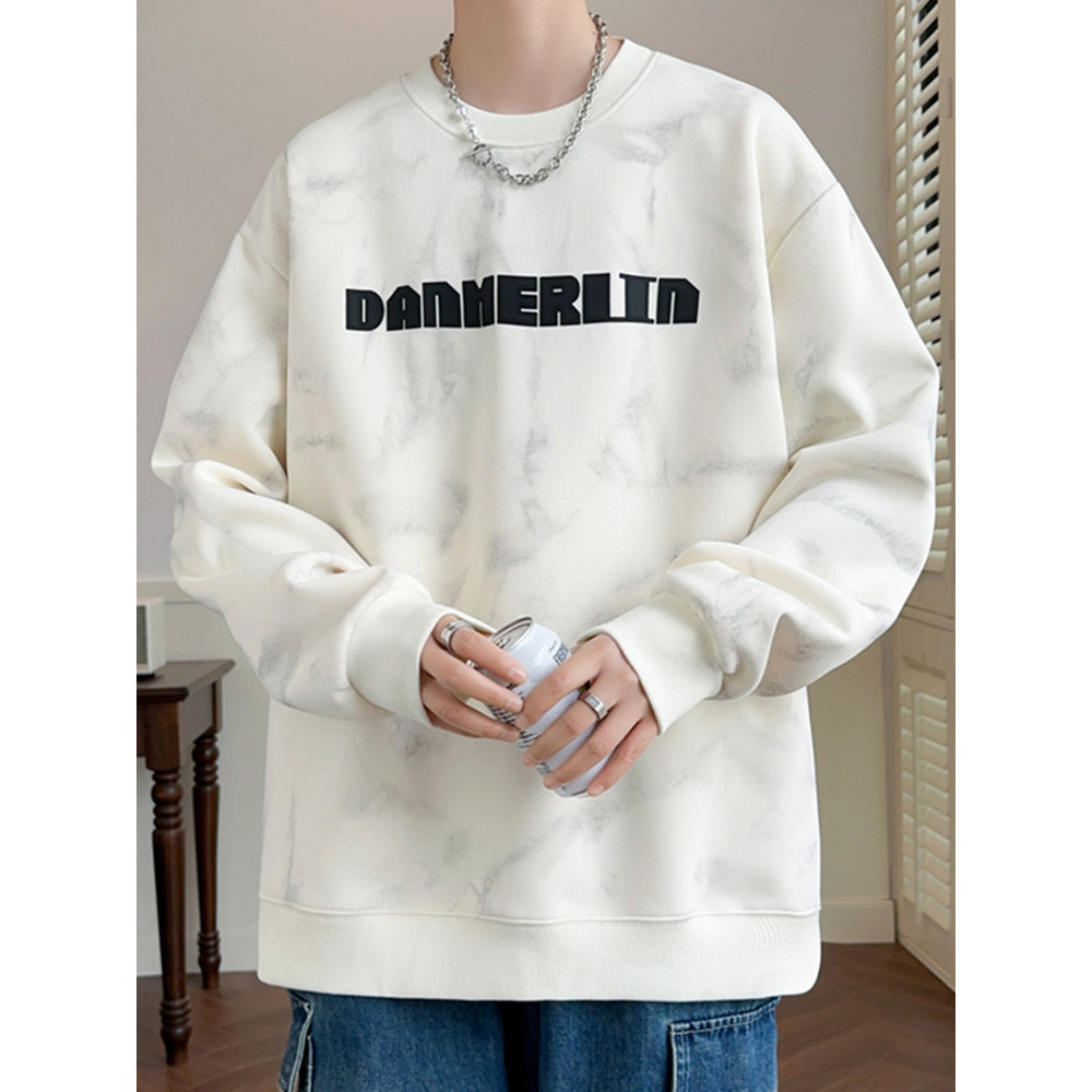 Moletom americano masculino primavera outono solto em torno do pescoço de manga comprida camiseta pulôver masculino cami