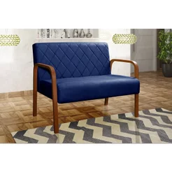Sofá 2 Lugares Namoradeira Lara Decoração Sala Quarto Recepção Azul Marinho Azul Marinho