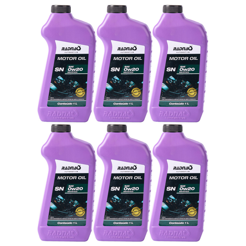 Kit 6L Óleo De Motor 0W20 API SN Sintético Radnaq 1 Litro