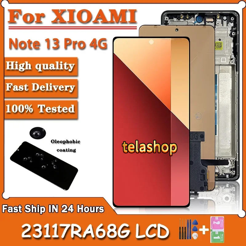 Tela AMOLED de 6,67 polegadas para Xiaomi Redmi Note 13 Pro 4G 23117RA68G, Displ