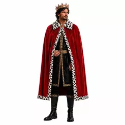 Capa Vermelha de Luxo Aveludada pra Fantasia Rei Príncipe Medieval Realeza Carnaval Festas e Halloween 130 cm